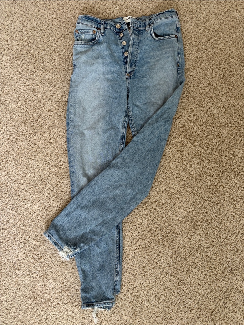 Agolde High-Rise Light Blue Button-Fly Jeans